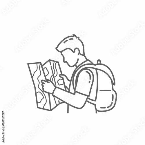 Man With Backpack Studying a Map