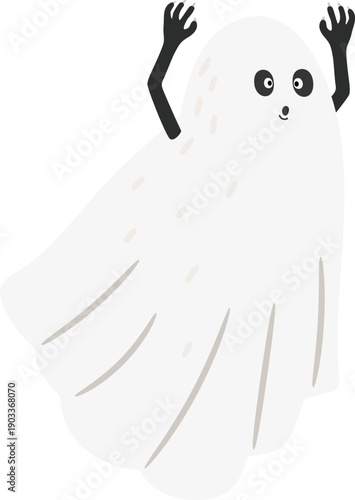 Poltergeist cartoon character. Spooky ghost for halloween decoration