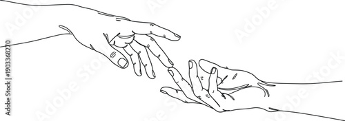Hand Reaching Out Minimalist One Line Art Vector Illustration Representing Connection Hope Support Unity and Humanity for Modern Creative Design