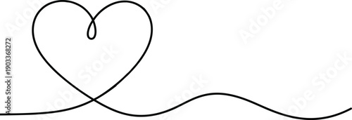 Minimalist One Continuous Line Art Heart Vector Illustration Representing Eternal Love Romance Connection and Simplicity for Modern Creative Graphic Design Projects