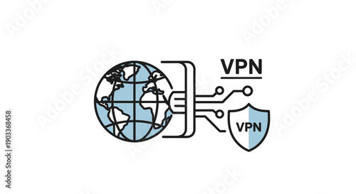 Global Virtual Private Network (VPN) Security Concept Icon Protecting Data and Ensuring Online Privacy with a Secure Internet Connection