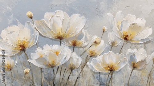 White buttercups field Oil Painting