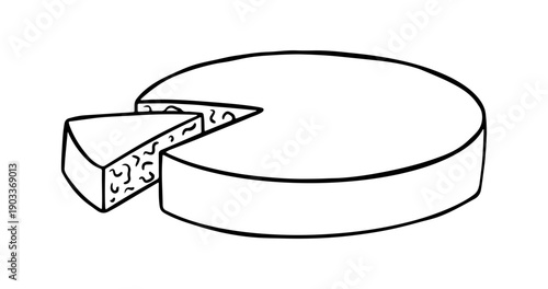 Brie cheese head hand drawn sketch. Vector stock illustration