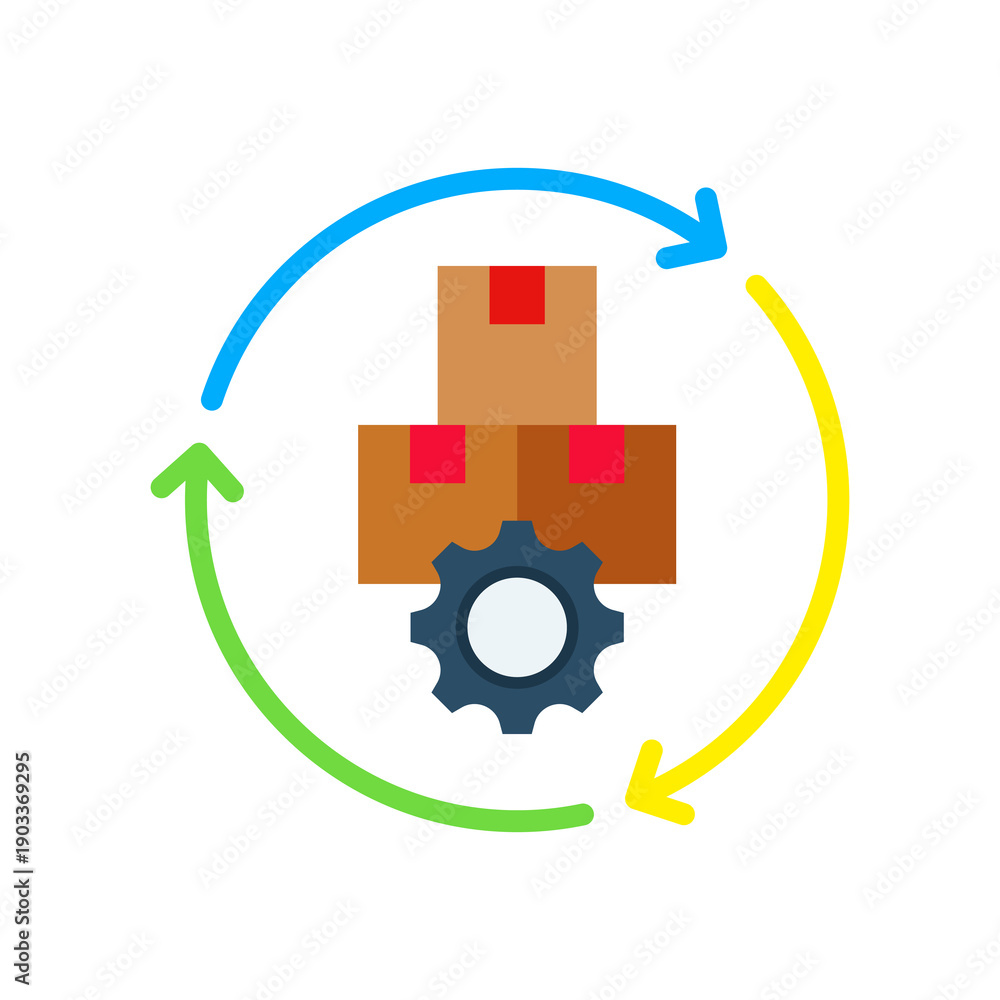 Obraz premium Manufacture Process flat icon Vector Illustration 