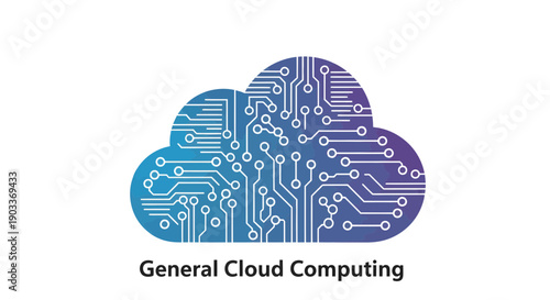 Cloud Computing Technology Illustrated with Circuit Board Patterns and Cloud Shape Representation