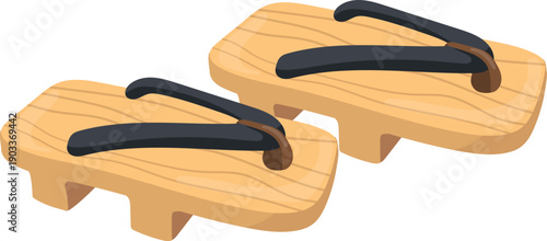 Geta shoes. Wooden japanese footwear in traditional fashion
