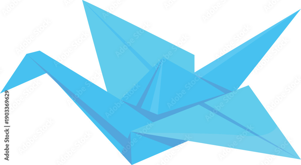 Obraz premium Folded paper bird figure. Origami crane cartoon icon