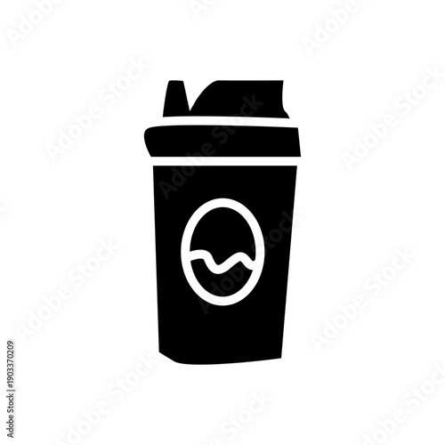 Black protein shaker bottle icon isolated on white background.