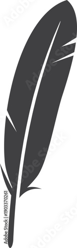 Calligraphy quill black emblem. Handwriting retro tool