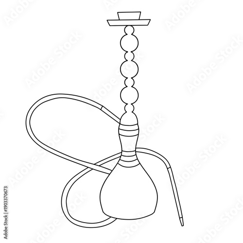 Hookah hand drawn sketch. Vector smoking Hookah isolated
