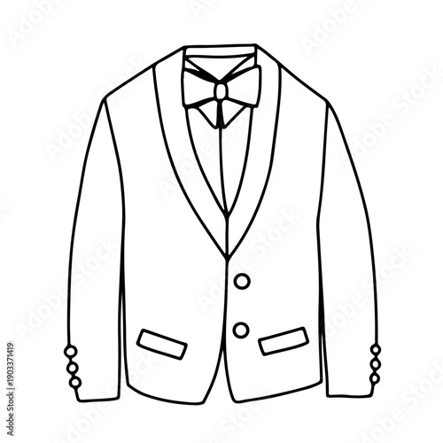 Men's tuxedo hand drawn vector sketch