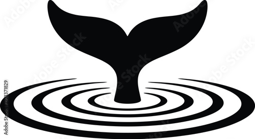  Whale Tail Silhouette Vector Ocean Water Ripples Marine