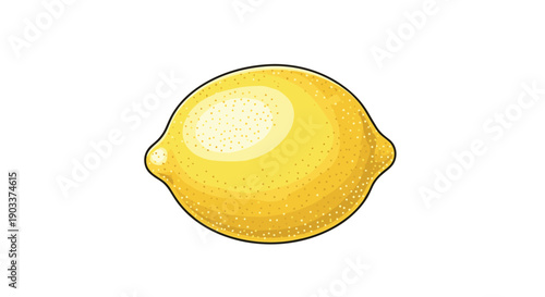 A whole yellow lemon illustrated in a colorful vintage engraving style with dotwork shading, isolated on a white background.