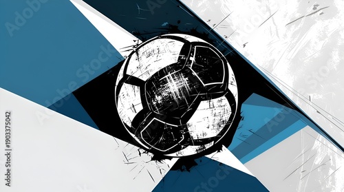 Vector Illustration of a Black Grunge Soccer Ball