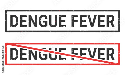 Dengue fever warning signs with grunge effect  medical alert symbols