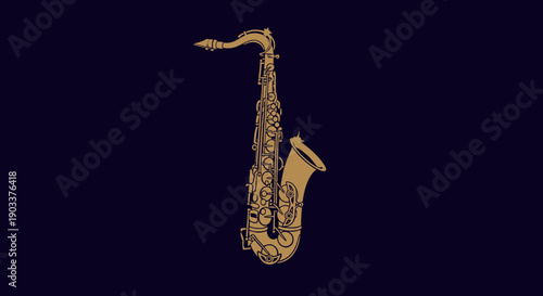 gold saxophone on dark background