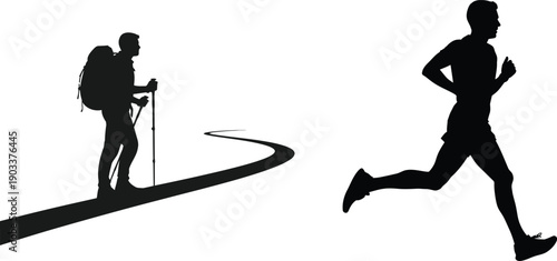 Two silhouetted figures engaged in different physical activities