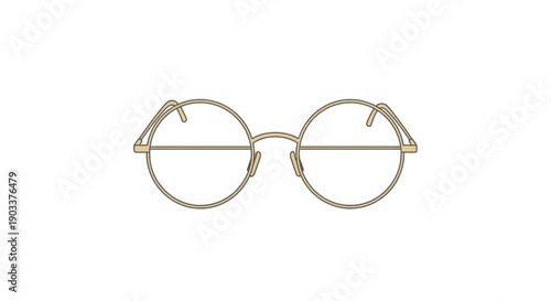golden glasses on white background