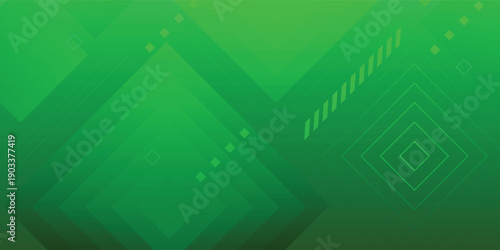 Vibrant Green Geometric Background With Diamond Shapes And Layered Squares For Tech Design