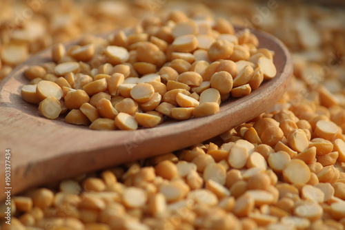 Toor dal is known as tur daal, yellow lentils split peas, indian split pigeon peas, arhar dal, tuvar dal, split peas, Yellow lentils, arahar daal, indian pulses. Concept of vegetarian protein food