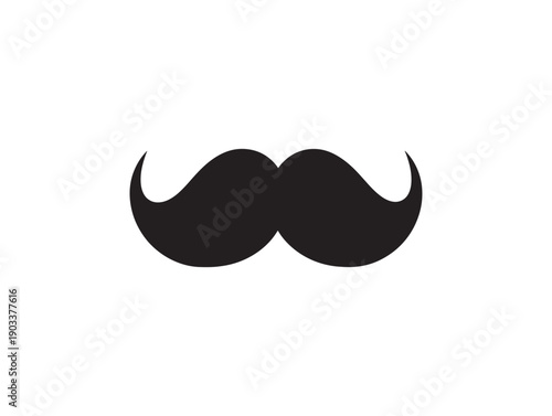 A black handlebar mustache on a white background