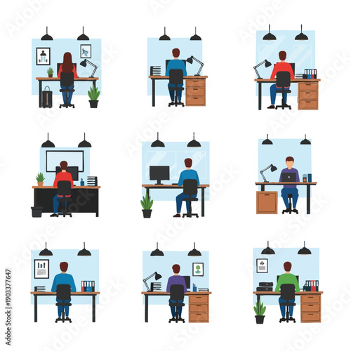 Diverse Workers at Modern Office Desks