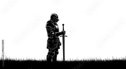 knight in armor standing with sword