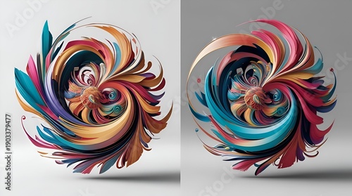 Two Intricately Designed Abstract Ornamental Patterns in Artistic Detail