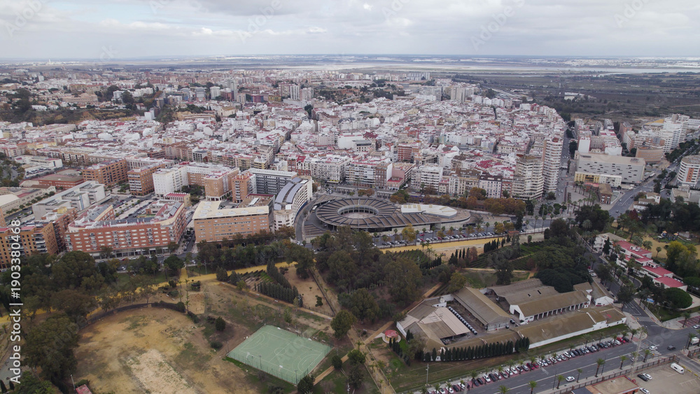 Fototapeta premium Aerial Drone View of Huelva Cityscape, Spain