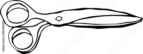 Hand-drawn scissors line art illustration vector isolated on white