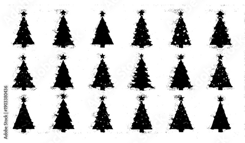 Minimal Christmas tree vector illustrations for web and banner design