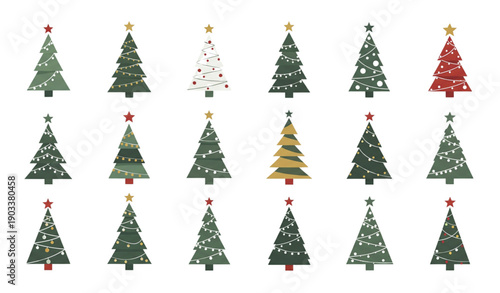 Minimal Christmas tree vector illustrations for web and banner design