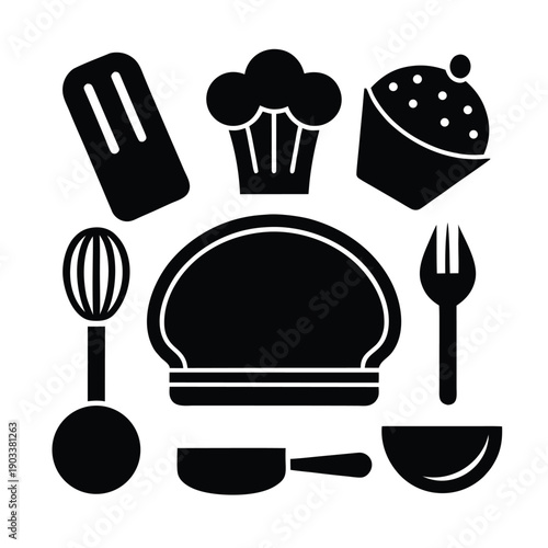 Flat art of Culinary and Bakery Vector Elements Set.