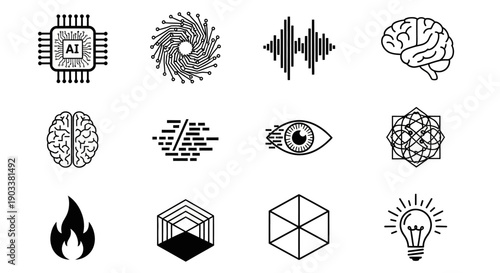 Black and white technology icons set 1.