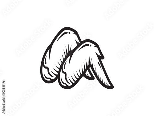 A black and white illustration of three intertwined sausages or bananas