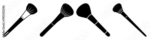 Set of five professional makeup brushes isolated on white background for beauty and cosmetics