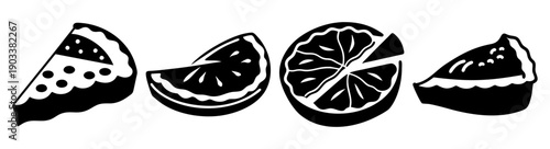 Watermelon slices and kiwi fruit cut fresh isolated black background summer refreshment