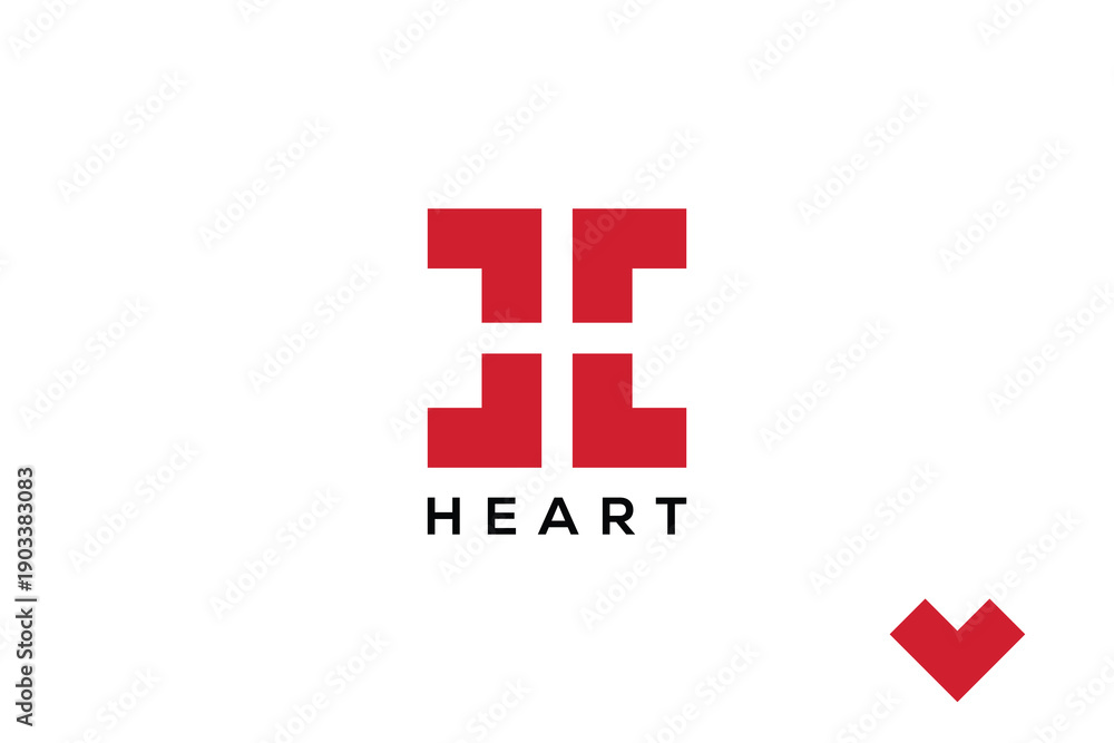Obraz premium Geometric Letter H Heart Logo Design for Health, Wellness, and Lifestyle Branding