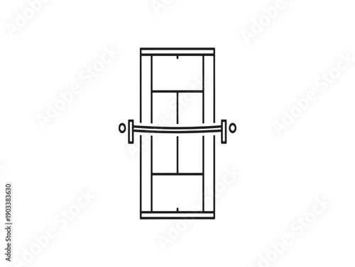 A line drawing of a window with four panes and a central horizontal bar