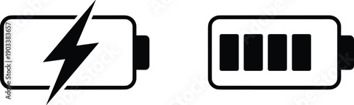 Battery cartoon icons, editable vector clipart, charging silhouette, energy symbol, power design, full charge indicator, stylized illustration