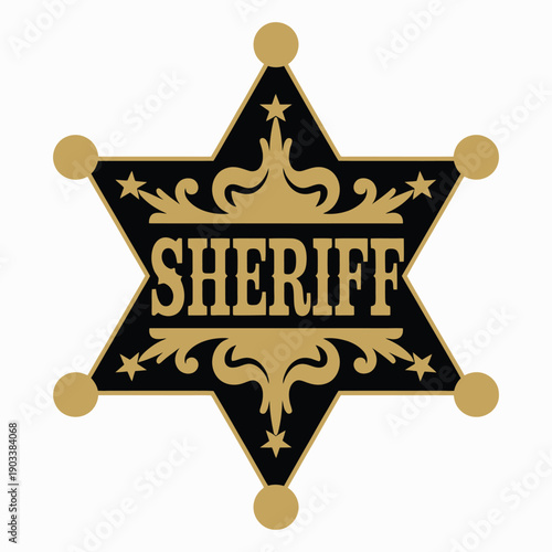 Sheriff Badge black and gold metallic emblem