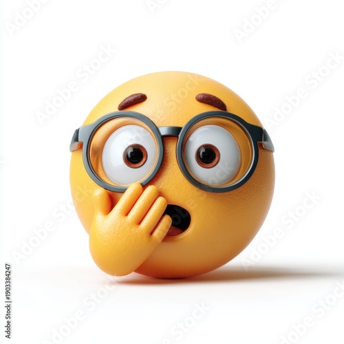 Surprised cartoon character with hand over mouth
