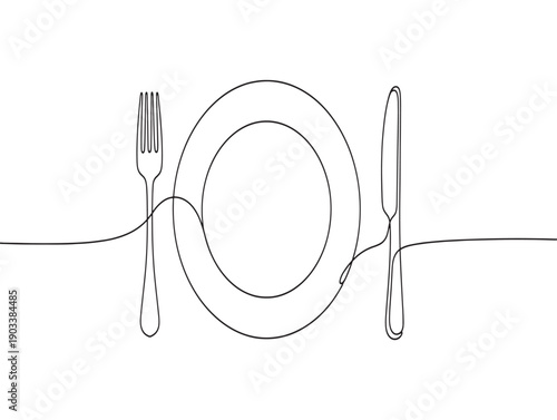 Table setting with plate fork and knife