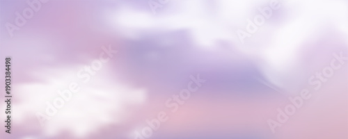 Cloudy pastel gradient backdrop featuring violet and pink sunset tones. Soft watercolor sky with dreamy blue hues creates a tranquil spring or summer atmosphere for banners.