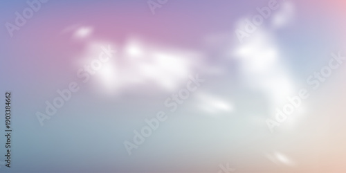 Cloudy sunset sky with gradient pink and yellow hues creates soft pastel backdrop, ideal for summer landscape designs, watercolor textures, and vibrant cartoon illustrations. Vector illustration.