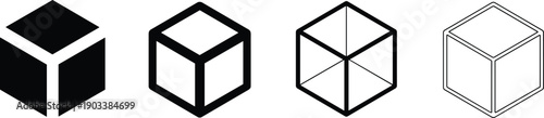 Cube cartoon icons, editable vector clipart, geometric silhouette, 3D block, wireframe design, solid shape, technical illustration, stylized pack