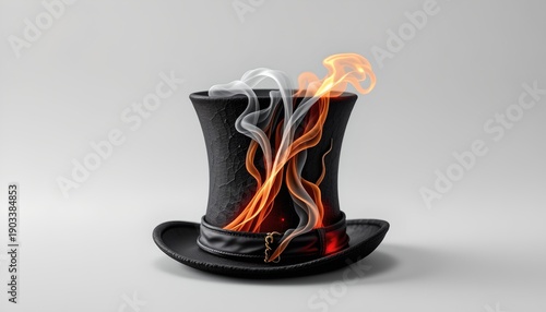A top hat with flames seemingly emanating from it. The flames are orange and yellow, suggesting heat or fire, and they appear to be dancing around the brim of the hat