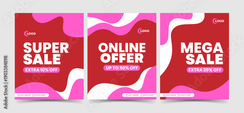 Flat design social media template