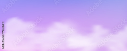 Pastel gradient sky background with soft clouds at sunset, featuring violet and pink hues blending into blue, perfect for spring and summer designs with dreamy atmosphere. Vector illustration.