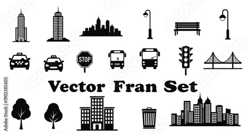 City Infrastructure Vector Icon Set.